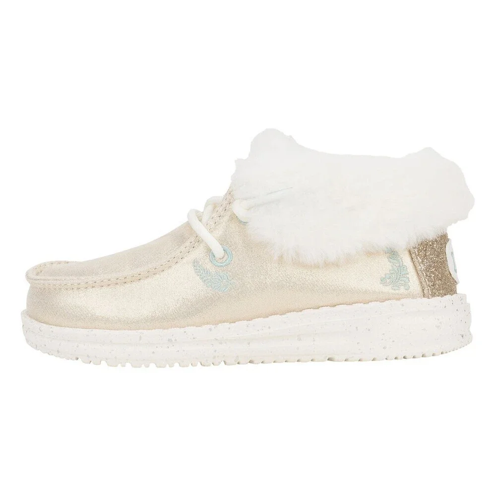 Hey Dude Wendy Fold Toddler Metallic Gold Faux Fur Collar Slip-On Shoes ZOGG2038